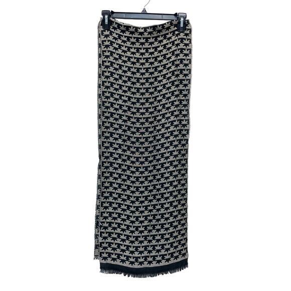 The Metropolitan Museum of Art Accessories - The Met Unisex‎ Geometric Print Black Gray Wool Blend Oblong Scarf